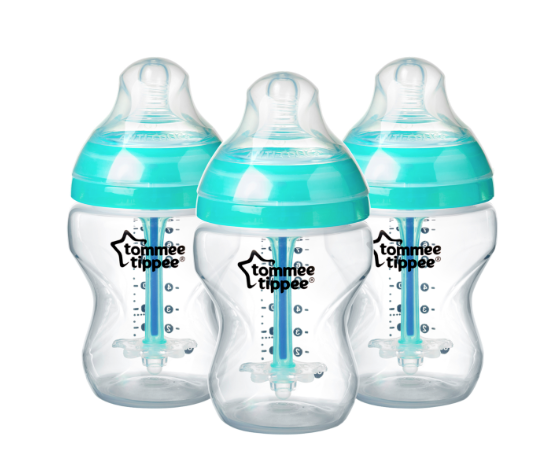 Tommee Tippee 3 Advanced Anti-Colic Bottles 0m+ 260ml 3pk (BLUE) - Image 2