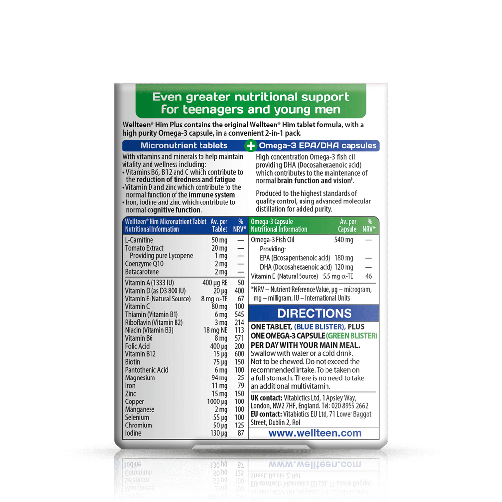 Vitabiotics Wellteen Him Plus 56 Tablets/Capsules - Image 2