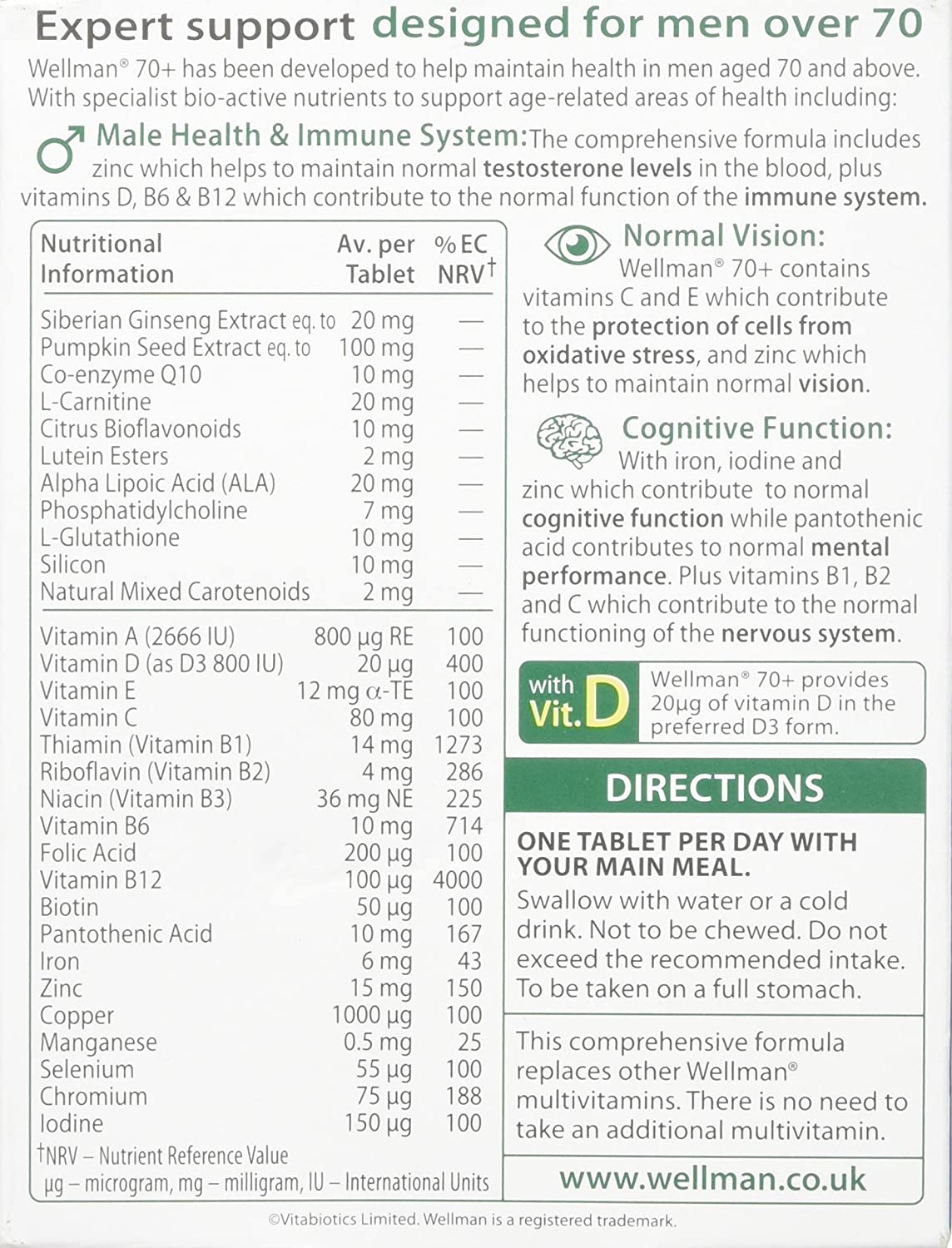 Vitabiotics Wellman 70+ - 30 Tablets - Image 9