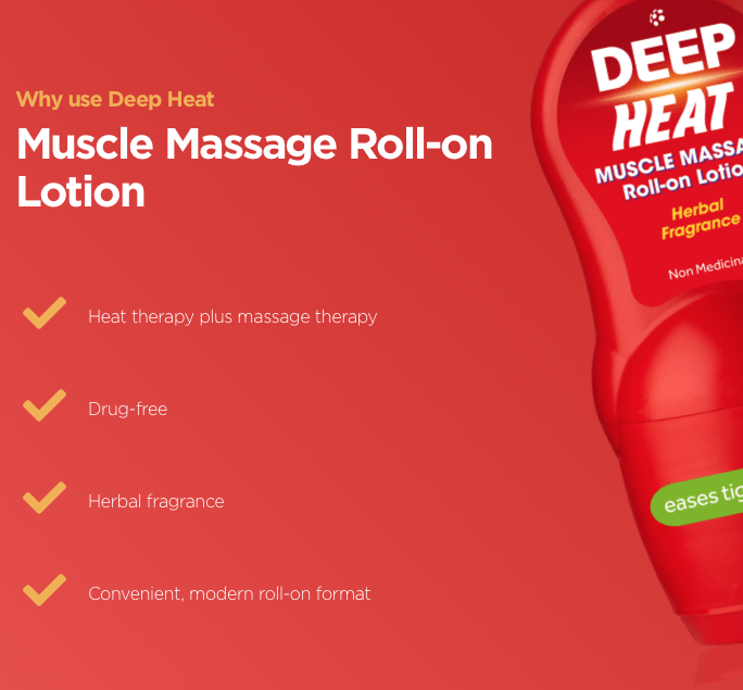 Deep Heat Muscle Massage Roll-on Lotion (Herbal Fragrance) - Image 3