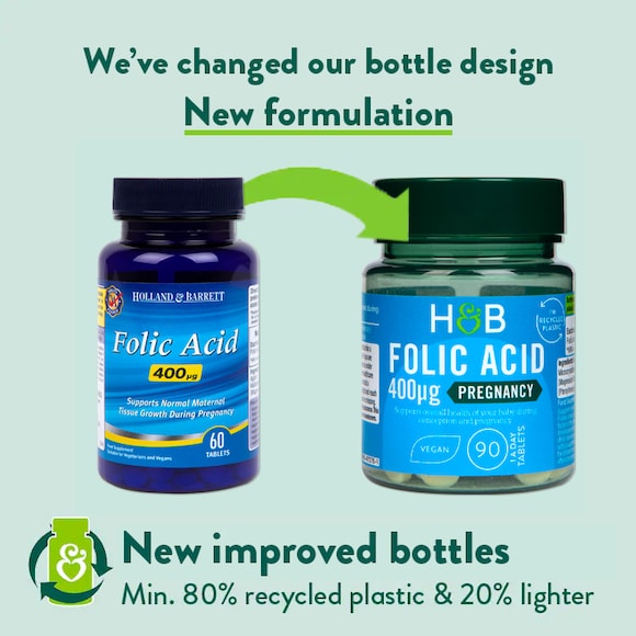 Holland & Barrett Folic Acid 400ug 90 Tablets - Image 2