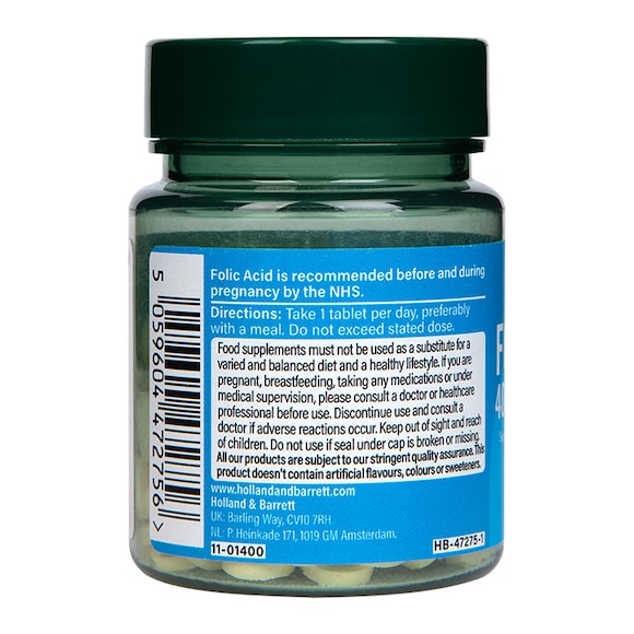 Holland & Barrett Folic Acid 400ug 90 Tablets - Image 3
