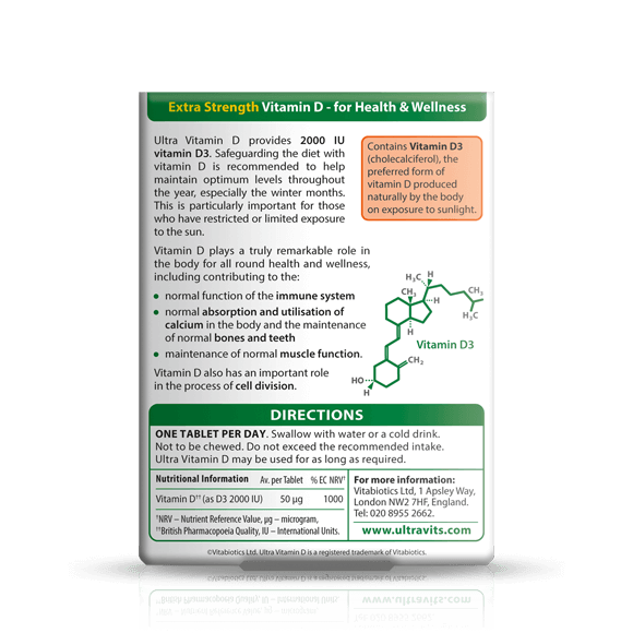 Vitabiotics Ultra Vitamin D 2000 IU Extra Strength 96 Tablets - Image 2