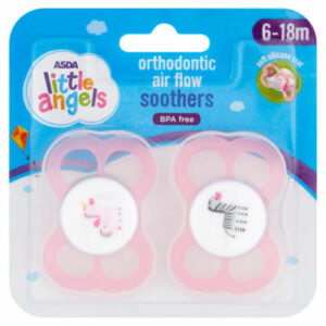 ASDA Little Angels Orthodontic Air Flow Soothers 6 to 18m 2pk