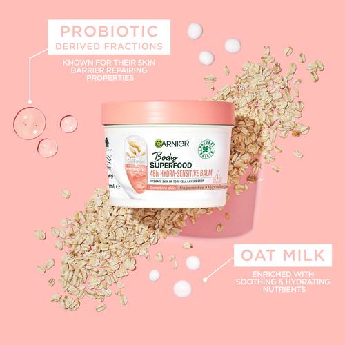 Garnier Body Superfood, Hydra Sensitive Body Cream Oat Milk & Probiotic Derived Fractions 380ml - Image 3