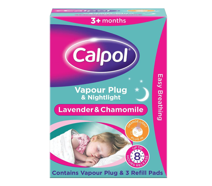 Calpol Vapour Plug Nightlight Lavender Chamomile 3+ Months (Orange Light)- Plug and 3 refills