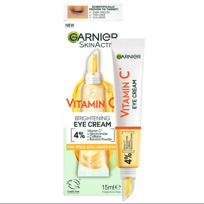 Garnier Eye Cream, With 4% Vitamin C, Brightening Eye Treatment For Dark Circles, Prevents Under Eye Bags And Puffiness, Vitamin C*, 15ml