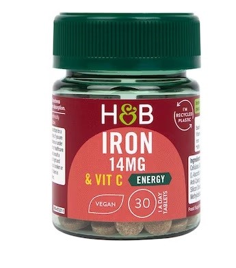 Holland & Barrett Iron & Vitamin C 14mg 30 Tablets