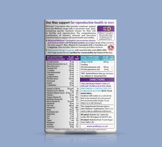 Vitabiotics Wellman Conception Max 84 Tablets/Capsules - Image 2