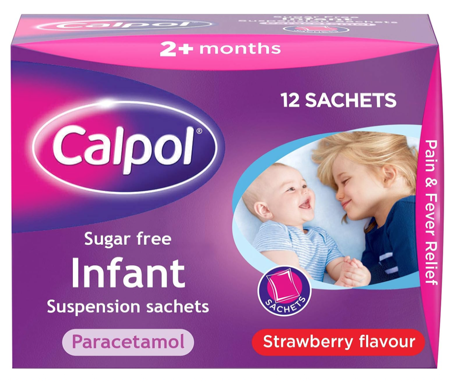 Calpol Sugar Free Infant Oral Suspension Strawberry Flavour 2+ Months 12 x 5ml Sachets - Image 2