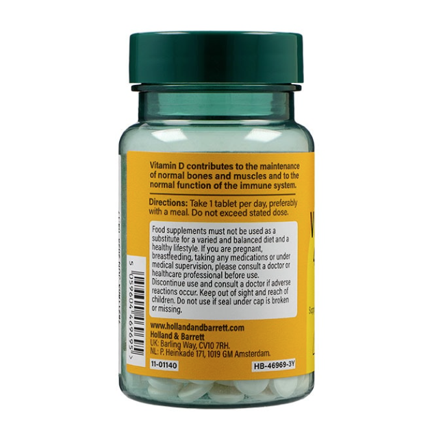Holland & Barrett Vitamin D3 400 I.U. 10ug 120 Tablets - Image 3