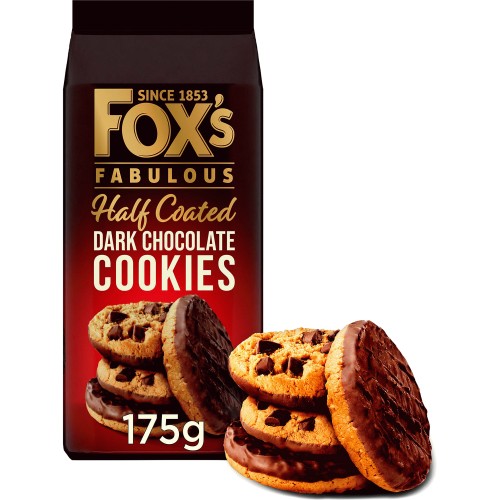 Fox's Half Coated Dark Chocolate Cookies 175G