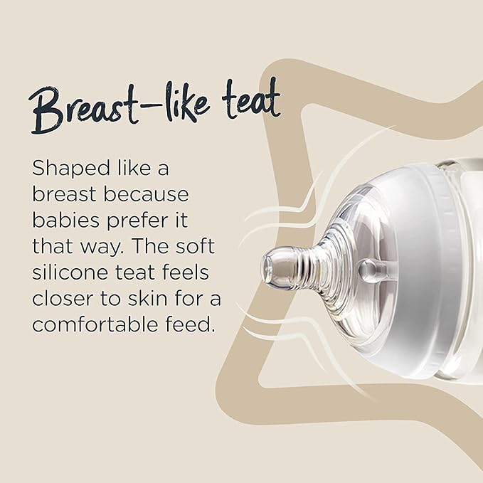 Tommee Tippee Closer to Nature Glass Baby Bottle, Anti-Colic Valve, Soft Teat, Pack of 1, 250 ml, Pink - Image 2